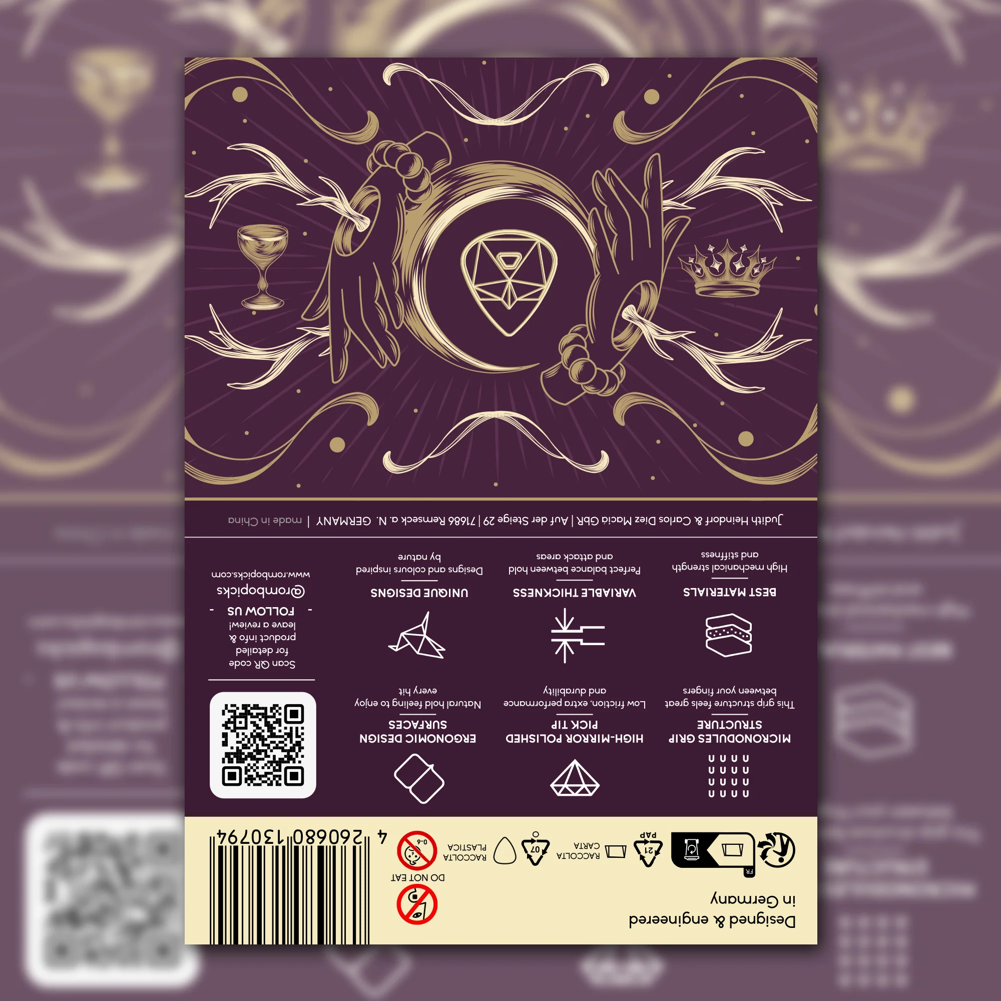 Guitar Pick Set Rombo Diamond Special Edition Mystic Violett (4 Guitar Picks) - 2 mm - Image 6