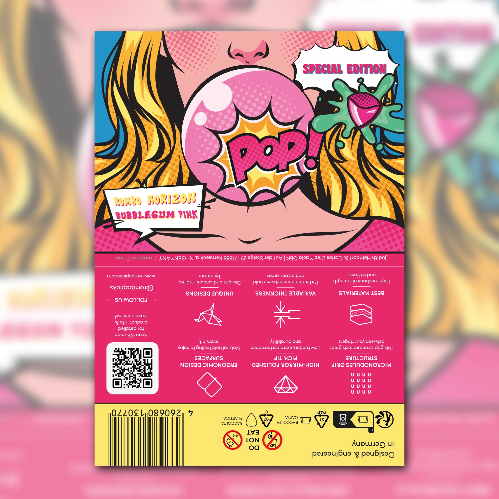 Guitar Pick Set Rombo Horizon Special Edition Bubblegum Pink (4 Guitar Picks) - 1.4 mm - Image 3