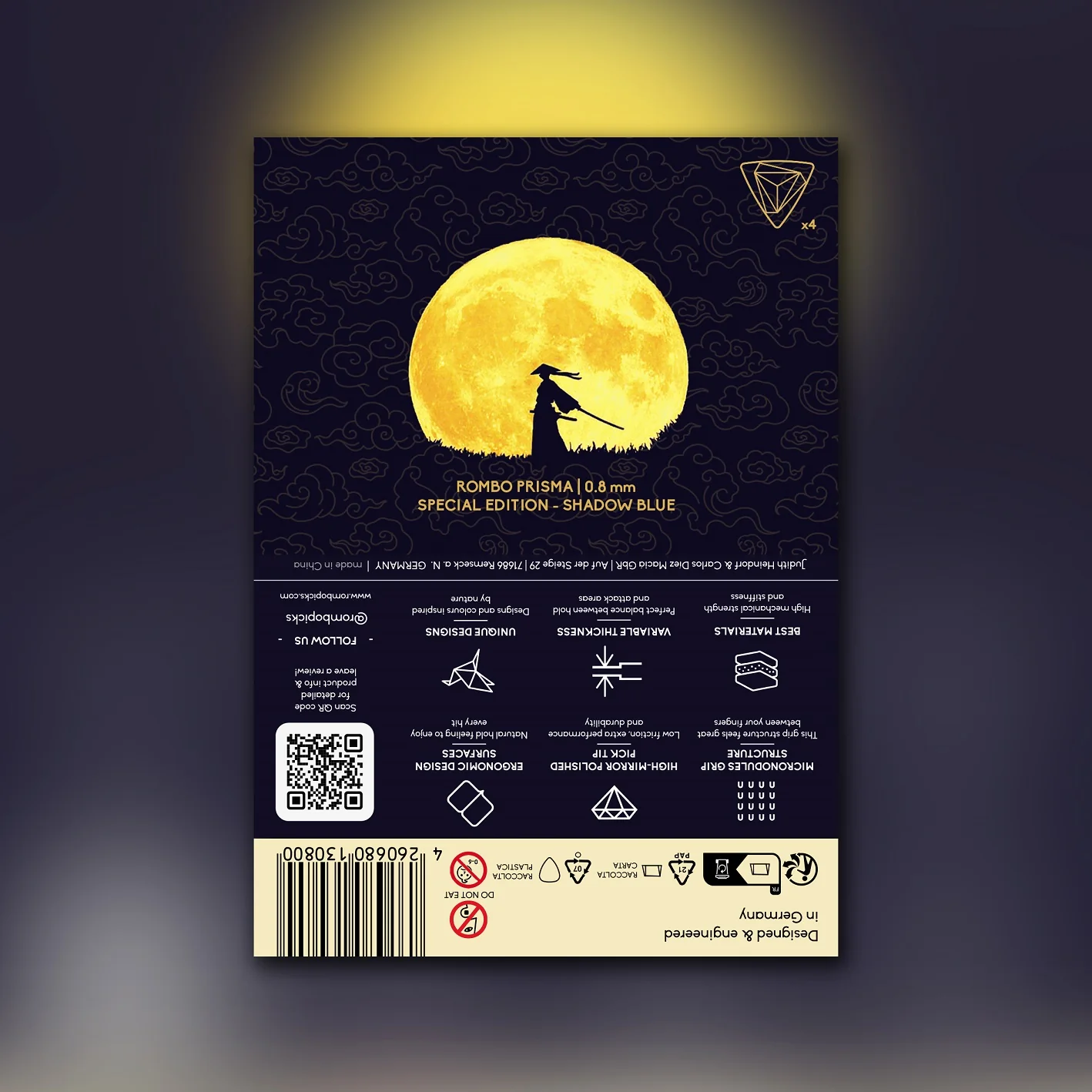 Guitar Pick Set Rombo Prisma Special Edition Shadow Blue (4 Guitar Picks) - 0.8 mm - Image 3