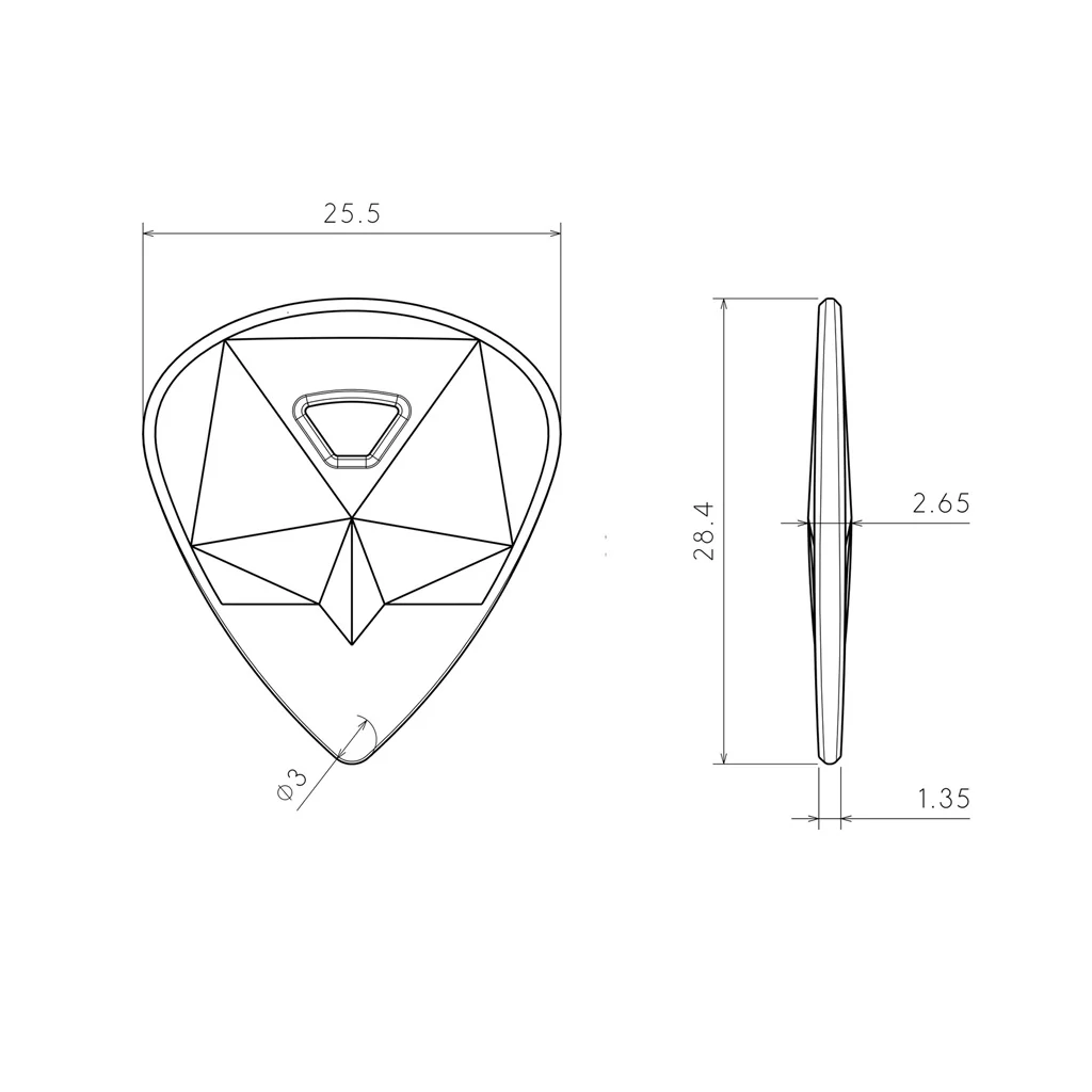 Guitar Pick Set Rombo Diamond Eco-Black (4 Guitar Picks) - 2 mm - Image 4